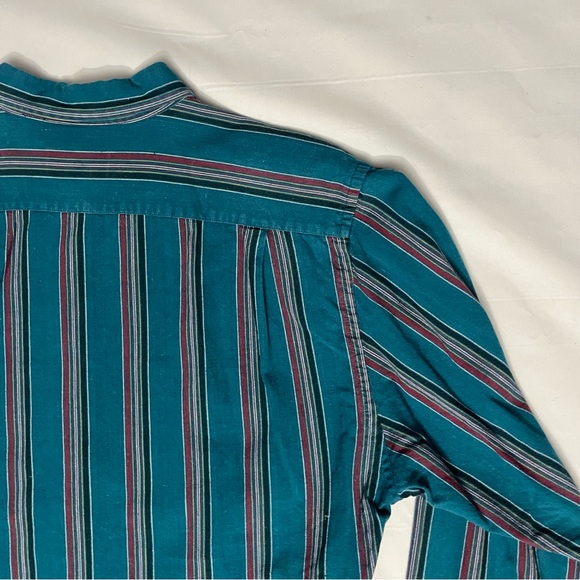 Vintage Men’s Oskkosh B’Gosh Striped Teal Shirt Size Large - Picture 8 of 16